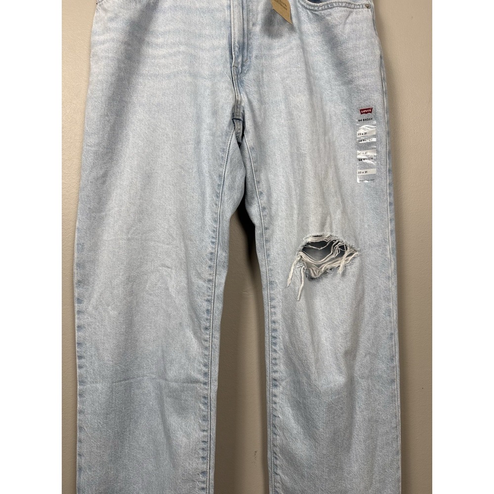 NWT Levis '94‎ Baggy Jeans 33x31 Blue Light Wash Distressed Denim Streetwear 90s - Picture 7 of 12